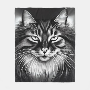 Noorse Boskat in zwart-wit Fleece Deken