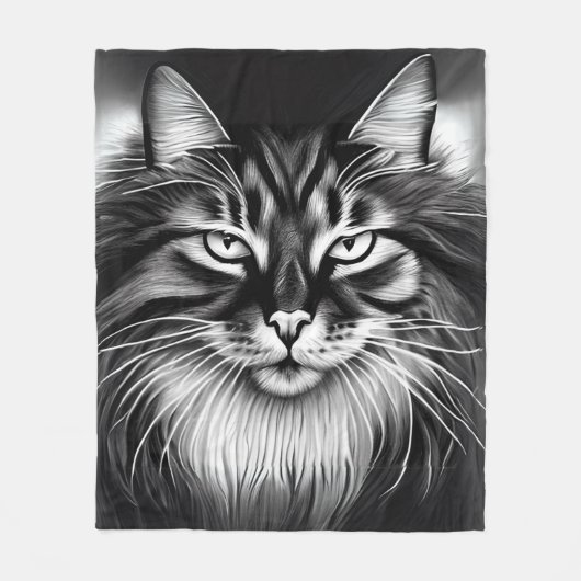 Noorse Boskat in zwart-wit Fleece Deken (Voorkant)