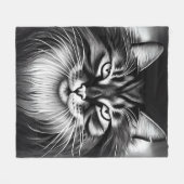 Noorse Boskat in zwart-wit Fleece Deken (Voorkant (Horizontaal))