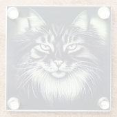 Noorse Boskat in zwart-wit Glazen Onderzetter (Achterkant)