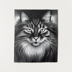 Noorse Boskat in zwart-wit Wandkleed