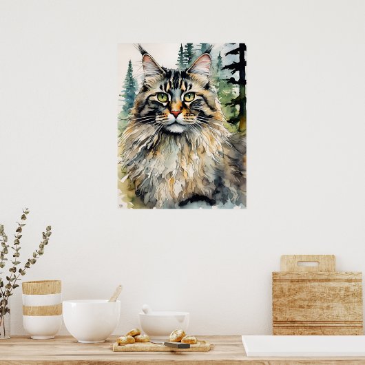 Noorse Boskat - Kat Art Print (Keuken)