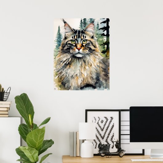 Noorse Boskat - Kat Art Print (Thuiskantoor)