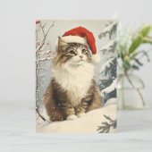 Noorse boskat Kerstmis Feestdagenkaart (Staand voorkant)