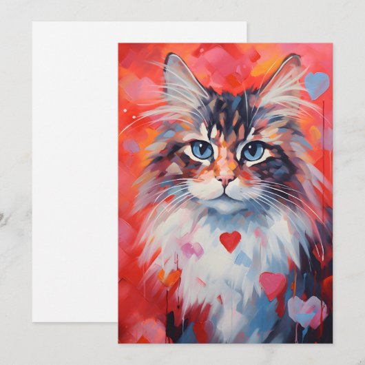 Noorse boskat Valentijnsdag Feestdagenkaart (Voorkant / Achterkant)