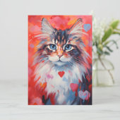 Noorse boskat Valentijnsdag Feestdagenkaart (Staand voorkant)