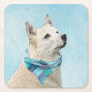 Noorse Buhund Schilderij - Mooie Originele Honden Kartonnen Onderzetters