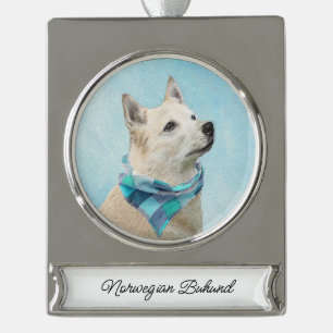 Noorse Buhund Schilderij - Mooie Originele Honden Verzilverd Banner Ornament