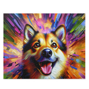 Noorse Buhund: Tarwe Buhund Acryl Kunststijl Legpuzzel