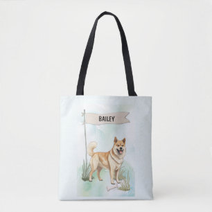 Noorse Buhund-waterverf Gepersonaliseerde Hond Tote Bag