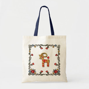 Noorse Bunad Floral en Julbock kerstgeit Tote Bag