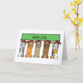 Noorse Cartoons met prettige kerstmis Kaart (Gele Bloem)