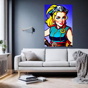 Noorse dame Pirate AI Art Poster