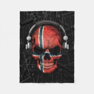 Noorse dj schedel met hoofdtelefoon fleece deken