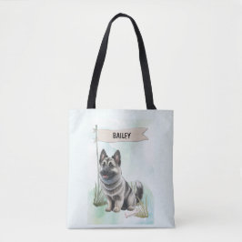Noorse Elandhond Aquarel Gepersonaliseerde Hond Tote Bag