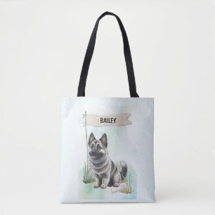 Noorse Elandhond Aquarel Gepersonaliseerde Hond Tote Bag