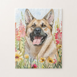 Noorse Elandhond Aquarel Puzzel