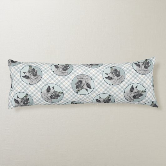 Noorse Elandhond en Village Schilderen Dog Art Lichaamskussen (Achterkant)