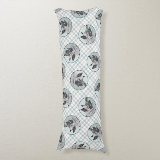 Noorse Elandhond en Village Schilderen Dog Art Lichaamskussen (Voorkant Verticaal)