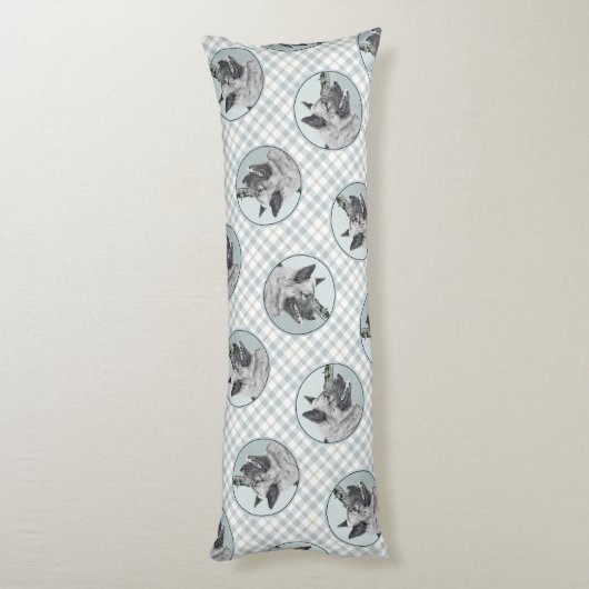 Noorse Elandhond en Village Schilderen Dog Art Lichaamskussen (Achterkant (Verticaal))