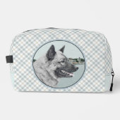 Noorse Elandhond en Village Schilderen Dog Art Toilettasje (Voorkant)