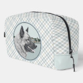 Noorse Elandhond en Village Schilderen Dog Art Toilettasje (Rechterhoek)