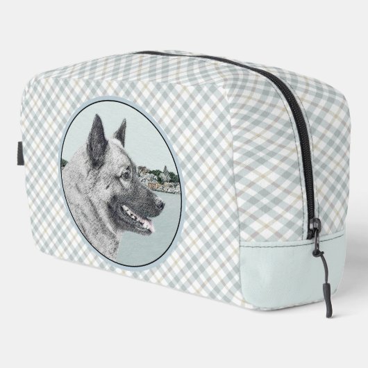 Noorse Elandhond en Village Schilderen Dog Art Toilettasje (Rechterhoek)