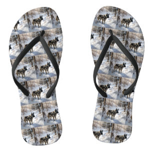 Noorse Elandhond Laat het Sneeuwen Kerstmis Teenslippers