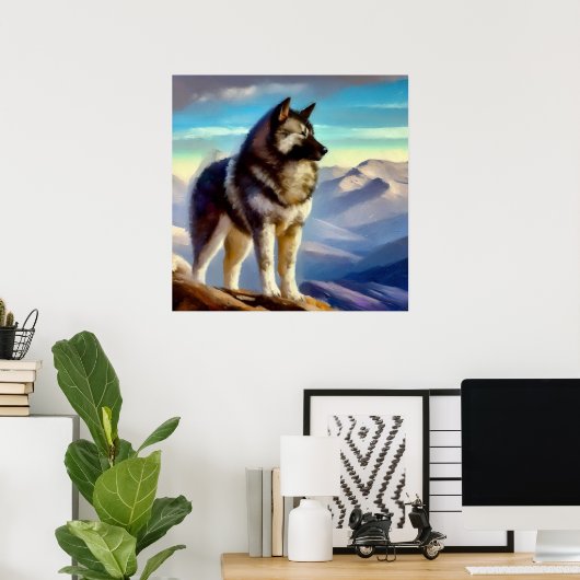 Noorse Elkhound Dog Poster (Thuiskantoor)