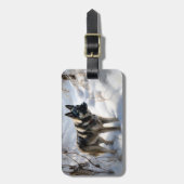 Noorse Elkhound liet het sneeuwkerst Bagagelabel (Voorkant verticaal)