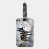 Noorse Elkhound liet het sneeuwkerst Bagagelabel (Achterkant verticaal)