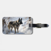 Noorse Elkhound liet het sneeuwkerst Bagagelabel (Achterkant horizontaal)