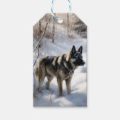 Noorse Elkhound liet het sneeuwkerst Cadeaulabel (Voorkant)