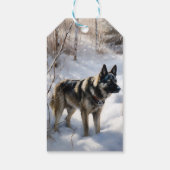 Noorse Elkhound liet het sneeuwkerst Cadeaulabel (Achterkant)