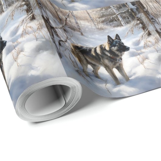 Noorse Elkhound liet het sneeuwkerst Cadeaupapier (Rol Hoek)