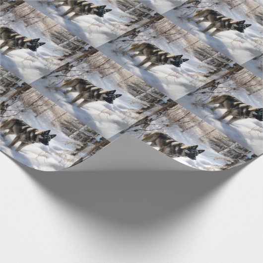 Noorse Elkhound liet het sneeuwkerst Cadeaupapier (Hoek)