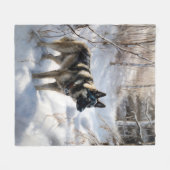 Noorse Elkhound liet het sneeuwkerst Fleece Deken (Voorkant (Horizontaal))