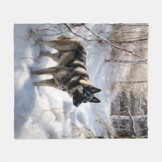 Noorse Elkhound liet het sneeuwkerst Fleece Deken (Voorkant (Horizontaal))