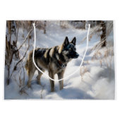 Noorse Elkhound liet het sneeuwkerst Groot Cadeauzakje (Voorkant)