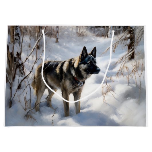 Noorse Elkhound liet het sneeuwkerst Groot Cadeauzakje (Voorkant)