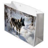 Noorse Elkhound liet het sneeuwkerst Groot Cadeauzakje (Achterkant Gekanteld)