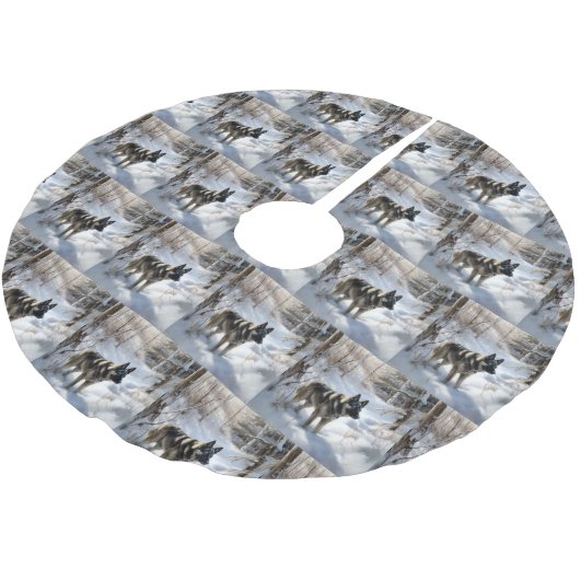 Noorse Elkhound liet het sneeuwkerst Kerstboom Rok (Gekanteld)