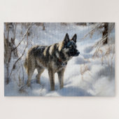 Noorse Elkhound liet het sneeuwkerst Legpuzzel (Horizontaal)