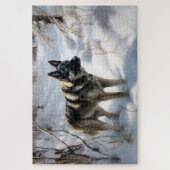 Noorse Elkhound liet het sneeuwkerst Legpuzzel (Verticaal)