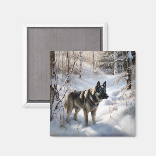 Noorse Elkhound liet het sneeuwkerst Magneet (Voorkant / Achterkant)