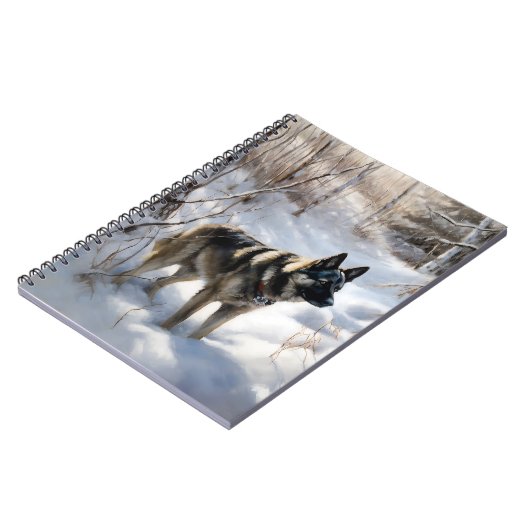 Noorse Elkhound liet het sneeuwkerst Notitieboek (Linkerzijde)