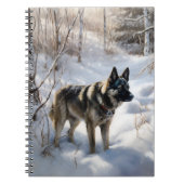Noorse Elkhound liet het sneeuwkerst Notitieboek (Voorkant)