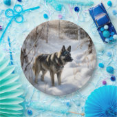 Noorse Elkhound liet het sneeuwkerst Papieren Bordje (Feest)