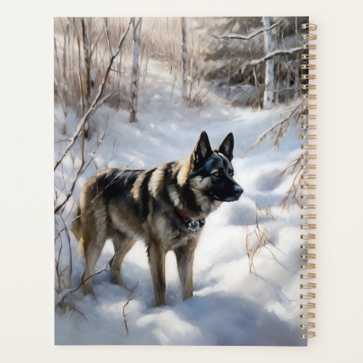 Noorse Elkhound liet het sneeuwkerst Planner (Achterkant)