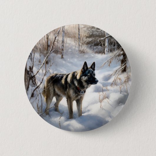 Noorse Elkhound liet het sneeuwkerst Ronde Button 5,7 Cm (Voorkant)
